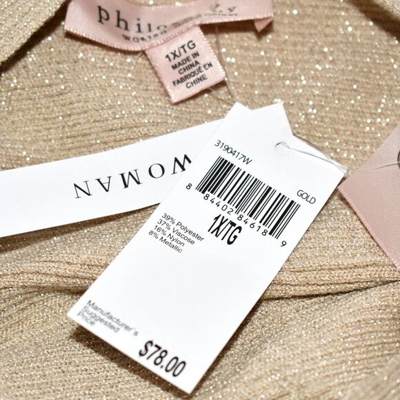 Philosophy Woman Boatneck Top in Gold Size: 1X #3190417W NWT - Picture 4 of 4